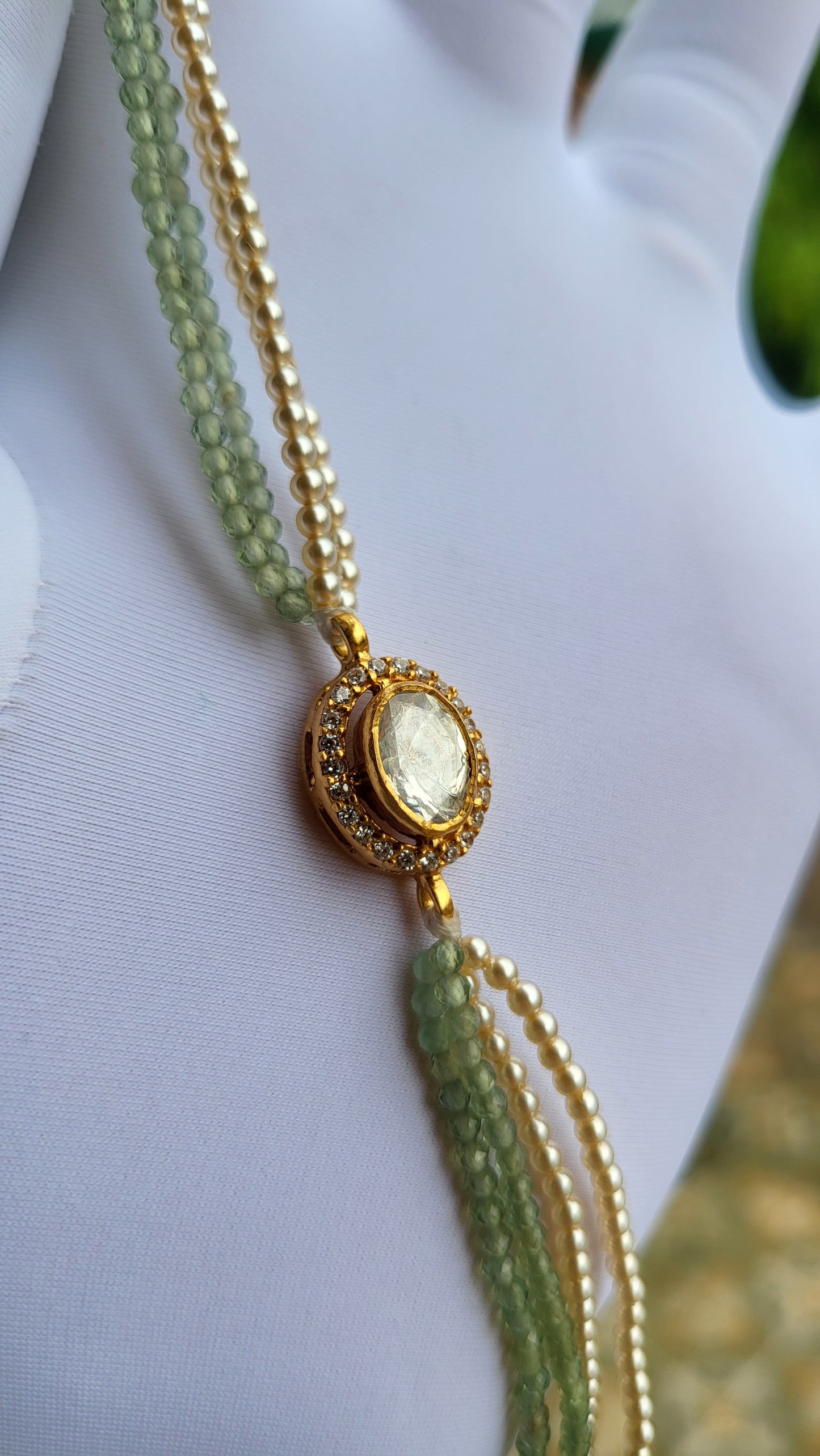 Heritage-Inspired Oval Polki Bracelet in Pastel Green