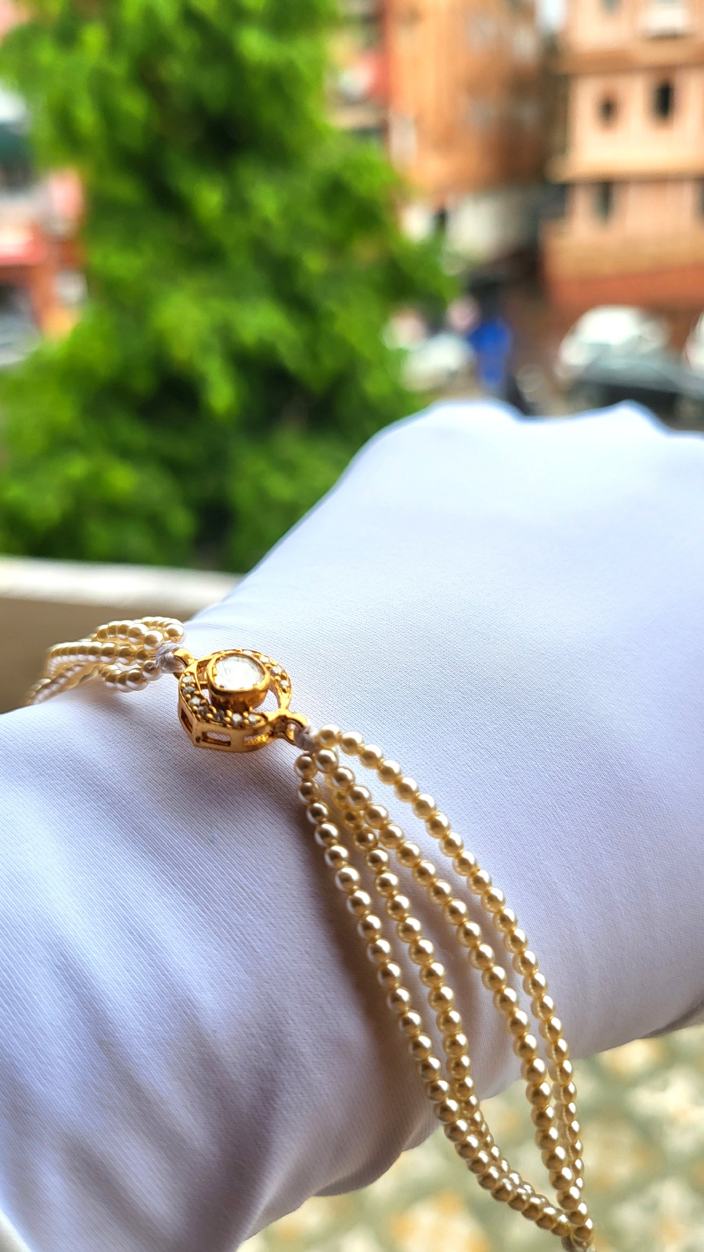 Naaz Evil Eye Bracelet – Polki Pearl Charm