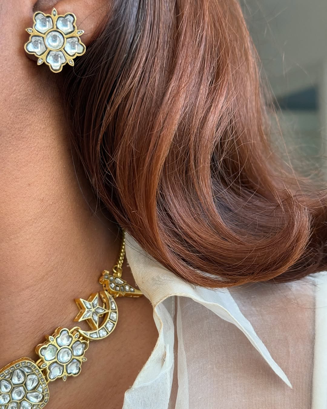 925 Silver Celestial Motif Kundan Choker Necklace
