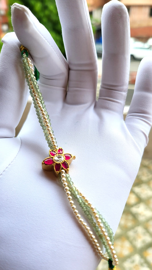 Gul Ruby Floral Pearl Bracelet