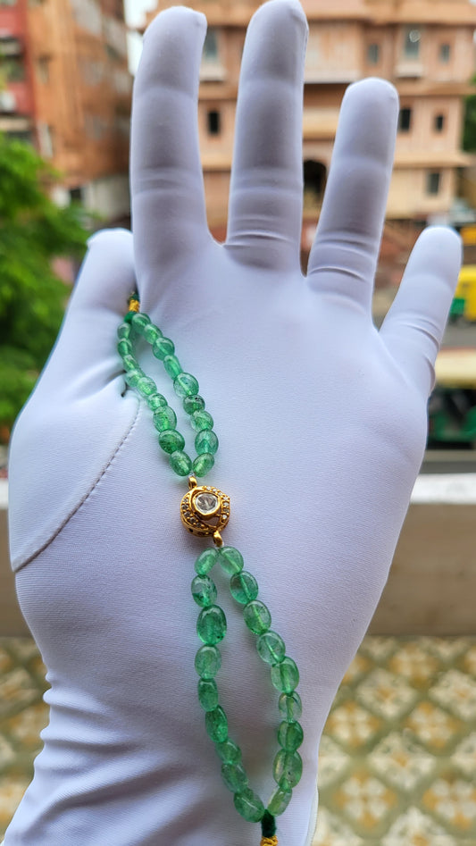 Teardrop Polki Bracelet with Natural Green Beads