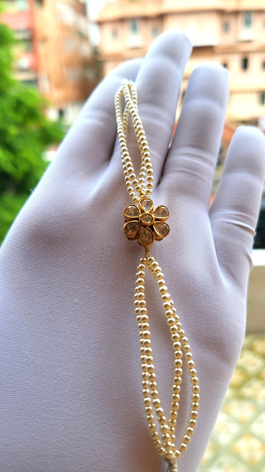 Sitara Blossom Bracelet – Floral Polki Pearl Elegance