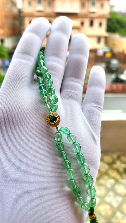 Aafreen Emerald Bead Bracelet with Green Crystal Center