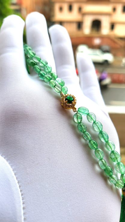 Aafreen Emerald Bead Bracelet with Green Crystal Center