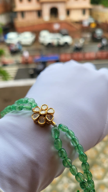 Gulzar Moissanite Polki & Emerald Bead Bracelet