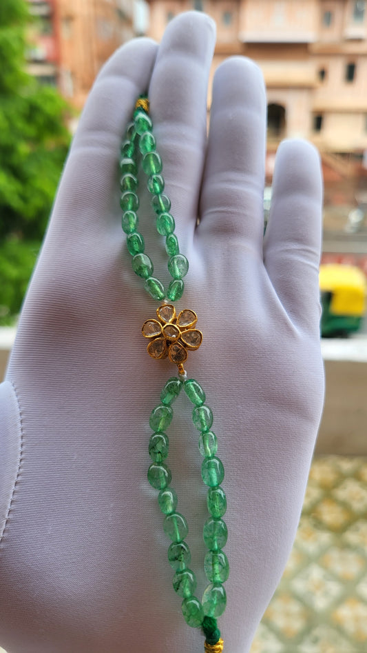 Gulzar Moissanite Polki & Emerald Bead Bracelet