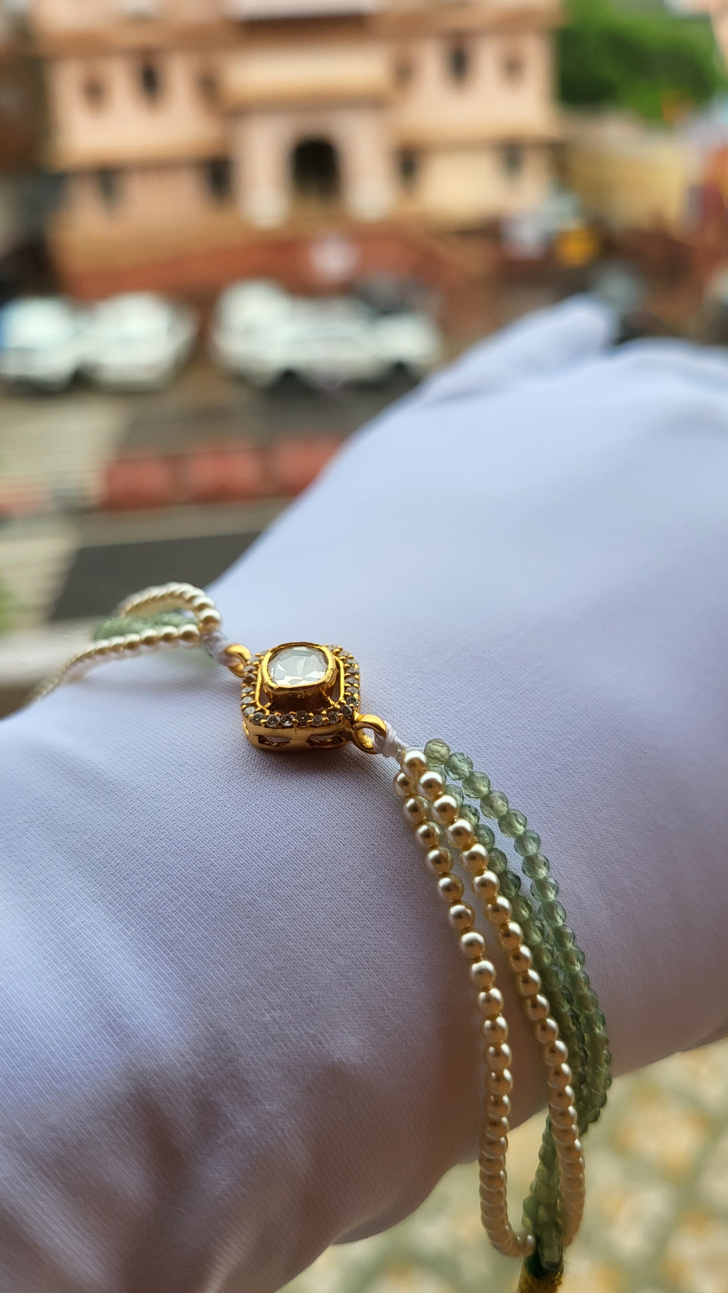 Royal Noor Polki & Pearl Bracelet