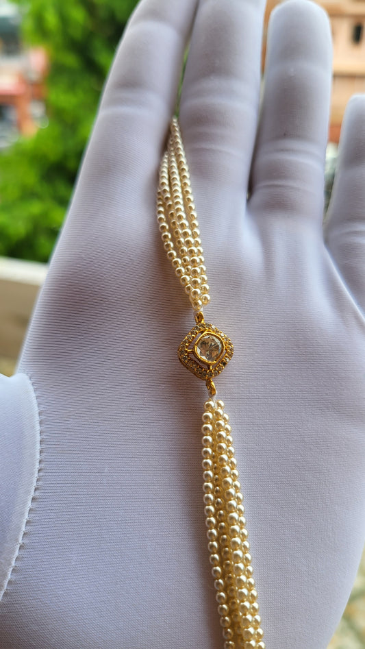 Zeenat All-Pearl Moissanite Polki Bracelet