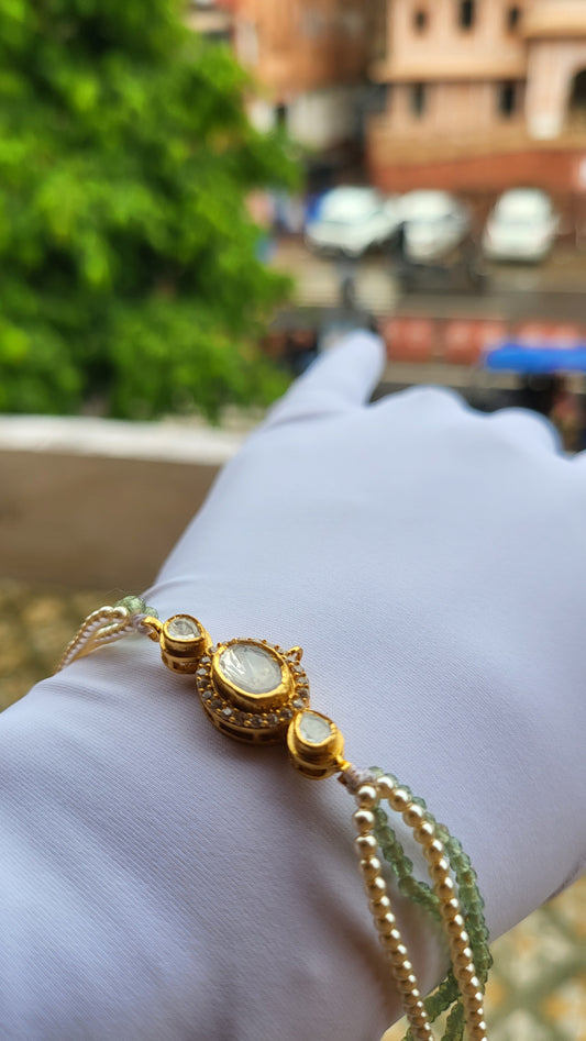 Eira Polki Oval Trio Beaded Bracelet