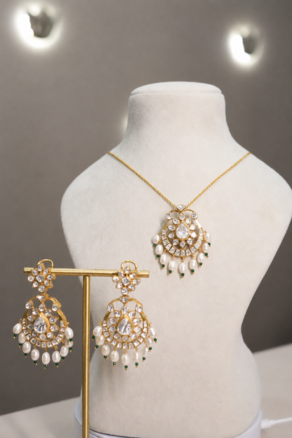 Polki Chandbali Pendant Set