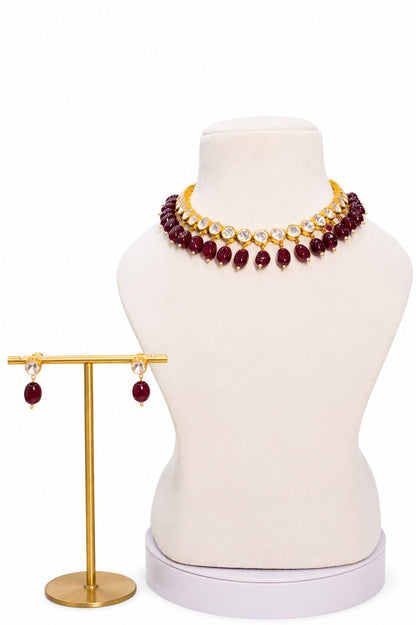 Ruby Necklace & Earrings Set