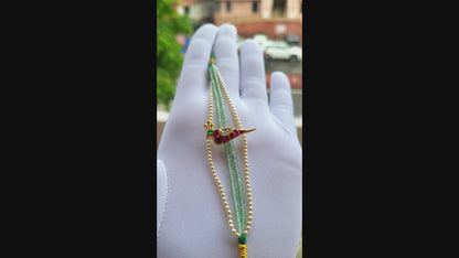 Peacock Moissanite Polki & Pearl Bracelet