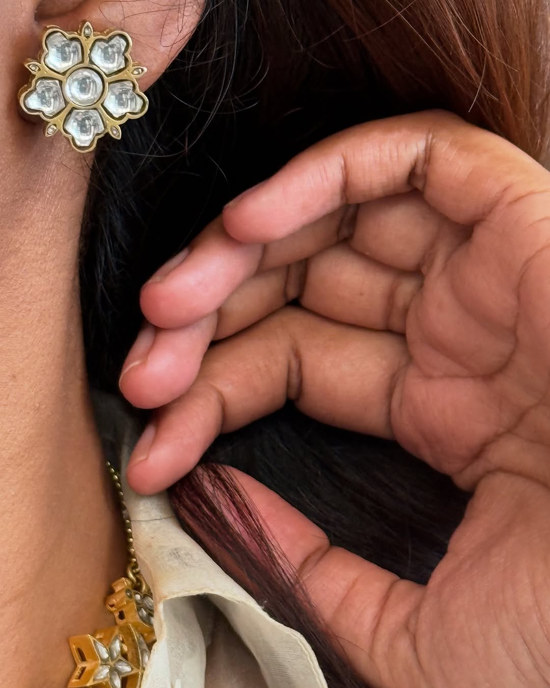 925 Silver Celestial Motif Kundan Choker Necklace