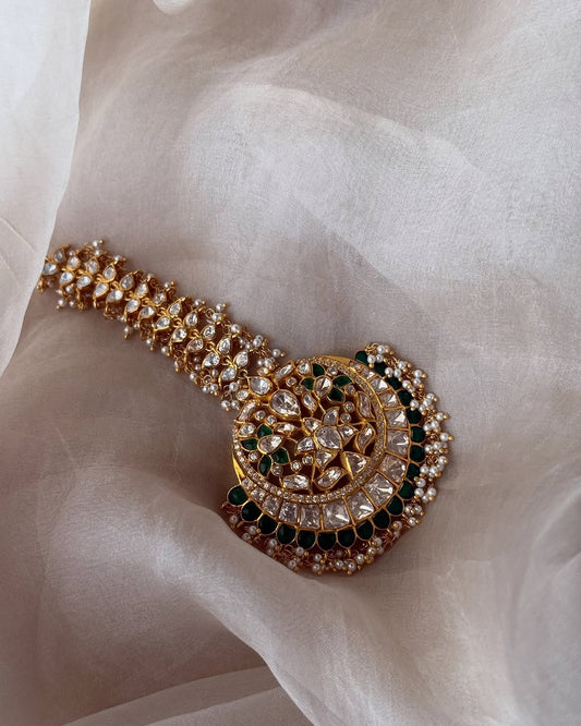 925 Silver Kundan Maang Tika